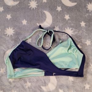 Victoria's Secret Blue And Teal Wrap Front Halter Bikini Top Size M